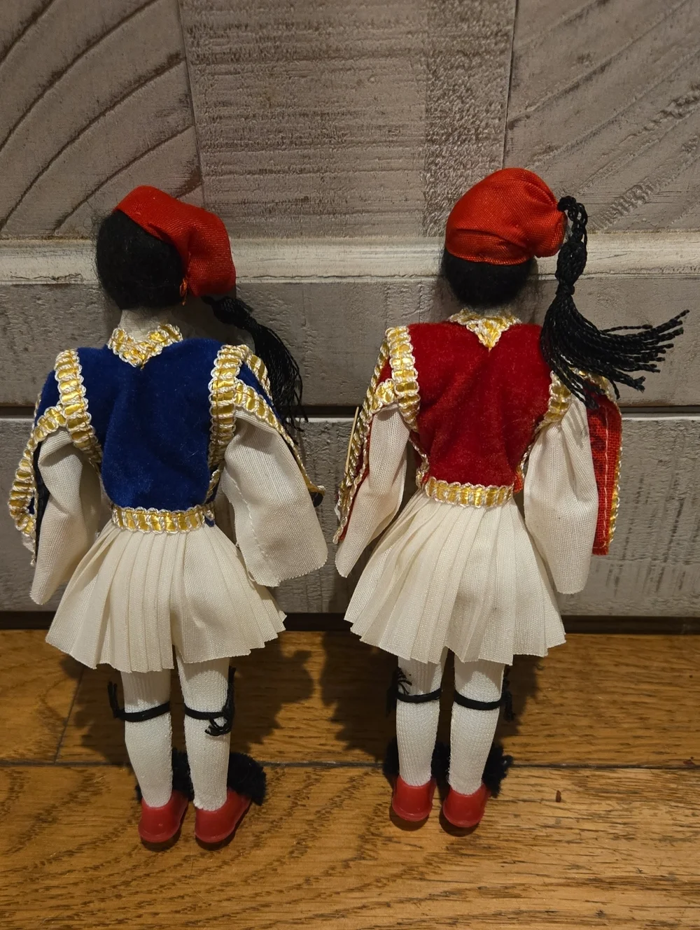 Vintage Greek souvenir dolls dressed as Evzones
